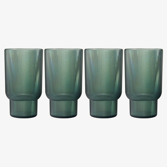 Eze Ribbed Acrylic Highball Glasses Set of 4