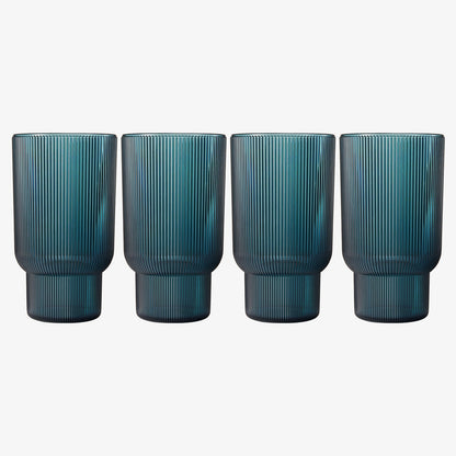 Eze Unbreakable Acrylic Ribbed Highball Set of 4
