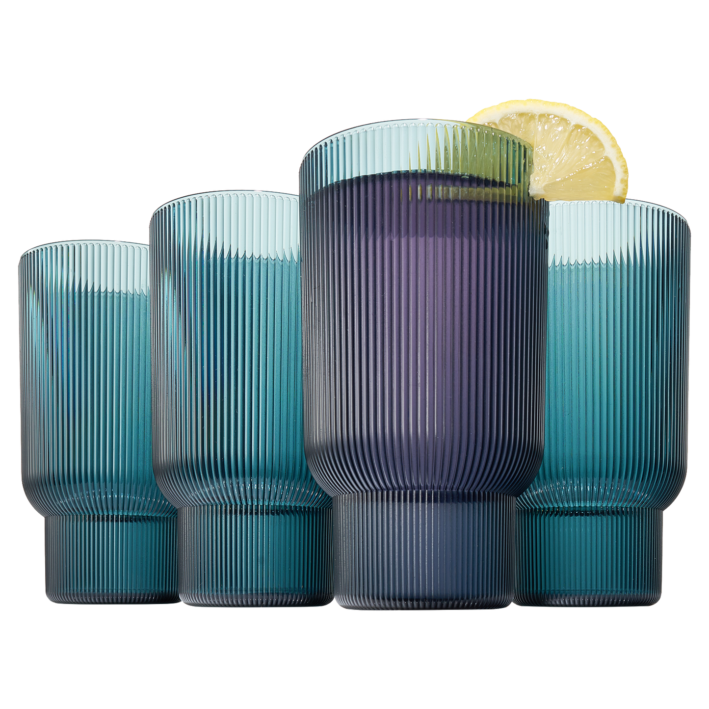 Eze Unbreakable Acrylic Ribbed Highball Set of 4