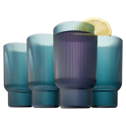 Eze Unbreakable Acrylic Ribbed Highball Set of 4