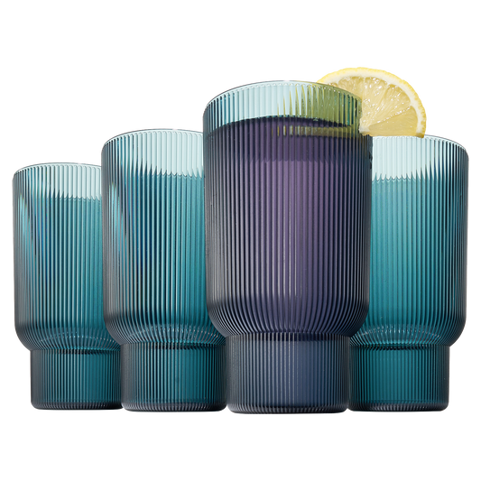 Eze Unbreakable Acrylic Ribbed Highball Set of 4