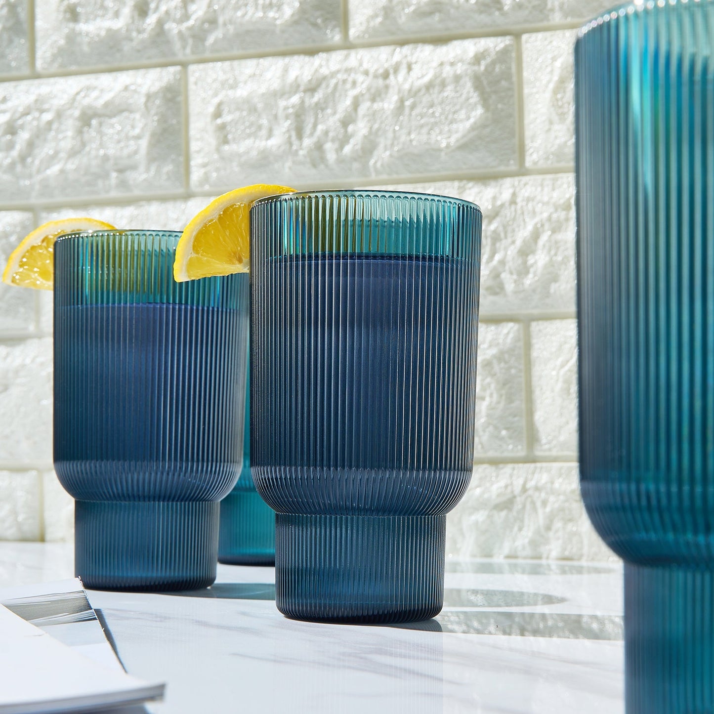 Eze Unbreakable Acrylic Ribbed Highball Set of 4