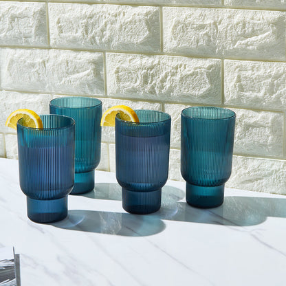 Eze Unbreakable Acrylic Ribbed Highball Set of 4