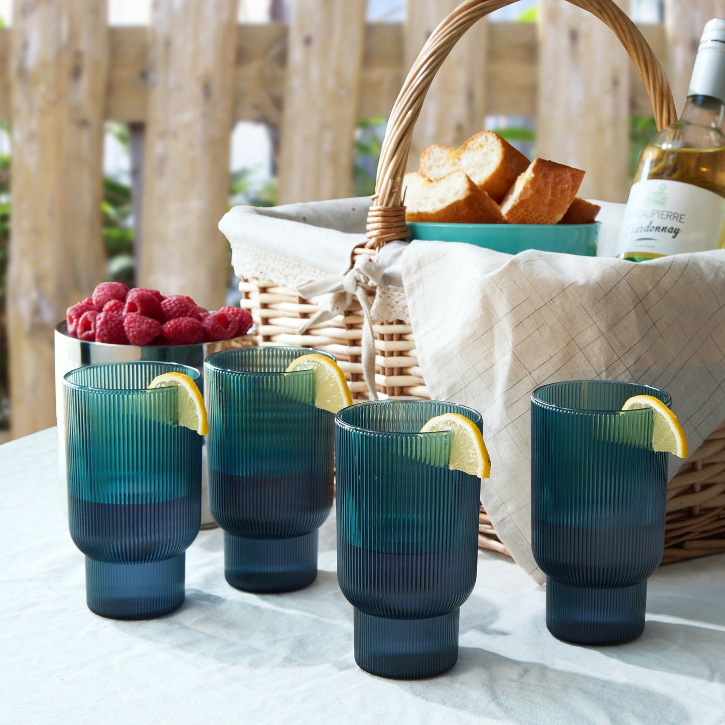 Eze Unbreakable Acrylic Ribbed Highball Set of 4