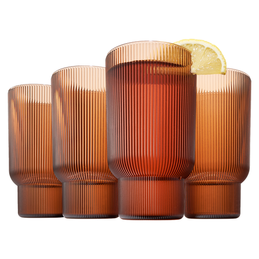 Eze Acrylic Ribbed Highball Glasses Set of Four
