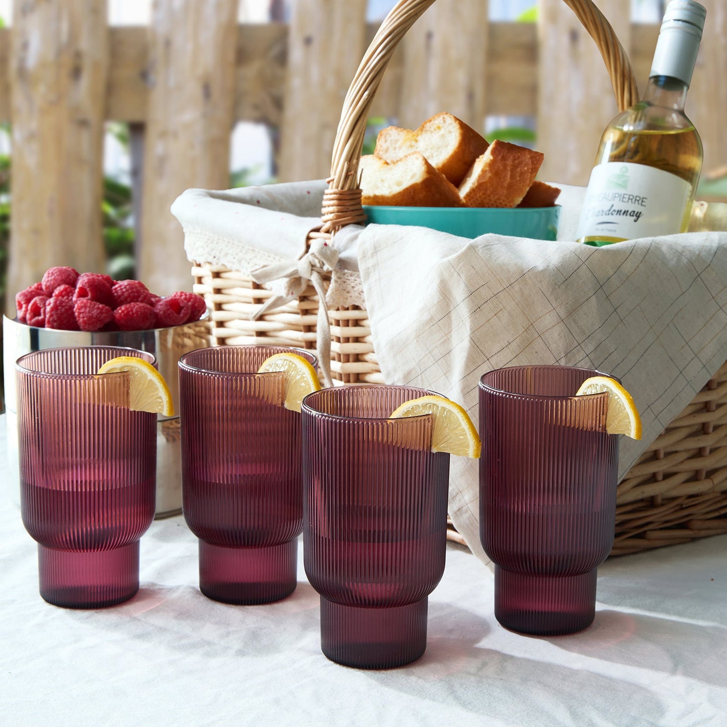 Eze Unbreakable Acrylic Ribbed Highball Set of 4