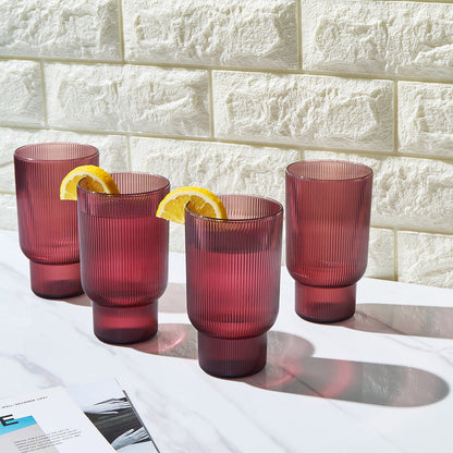 Eze Unbreakable Acrylic Ribbed Highball Set of 4