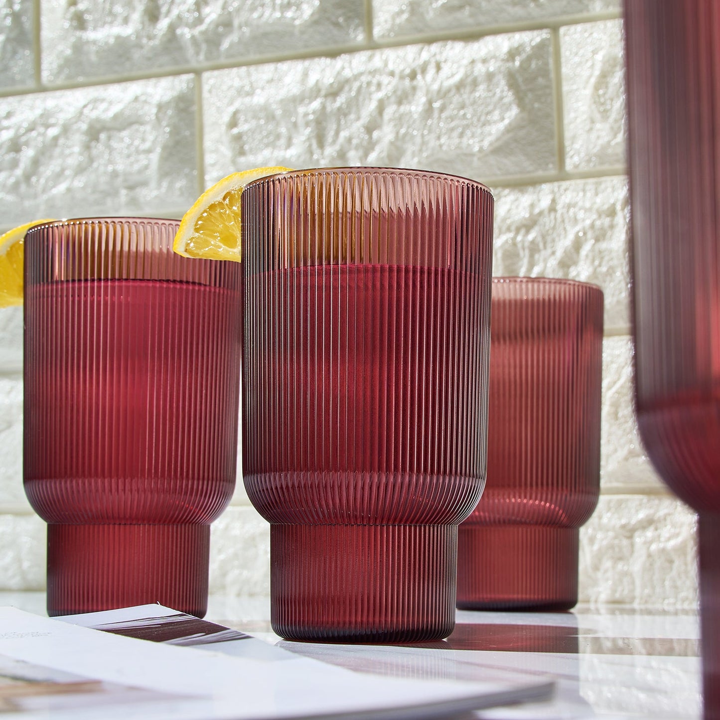Eze Unbreakable Acrylic Ribbed Highball Set of 4