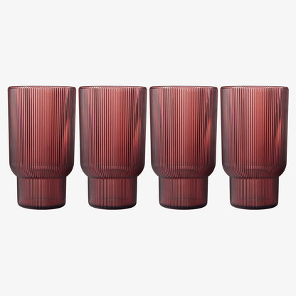 Eze Unbreakable Acrylic Ribbed Highball Set of 4
