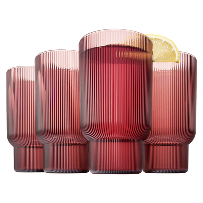 Eze Unbreakable Acrylic Ribbed Highball Set of 4