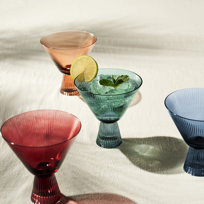 Tonal Ribbed Martini Cocktail Glasses Set Of 4