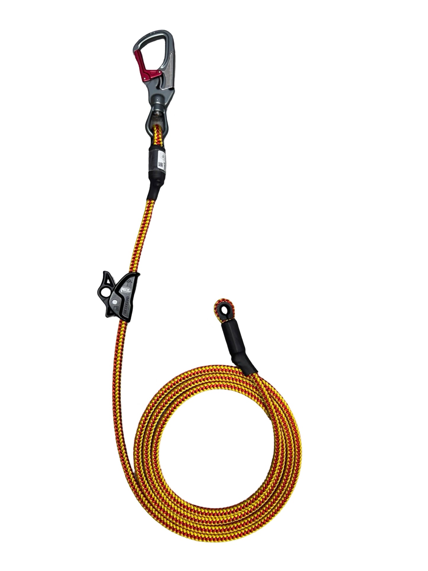 Arbo Space Iron Braid Wire Core Lanyard w/ ISC Swivel Snap Hook & Petzl Micrograb 12'