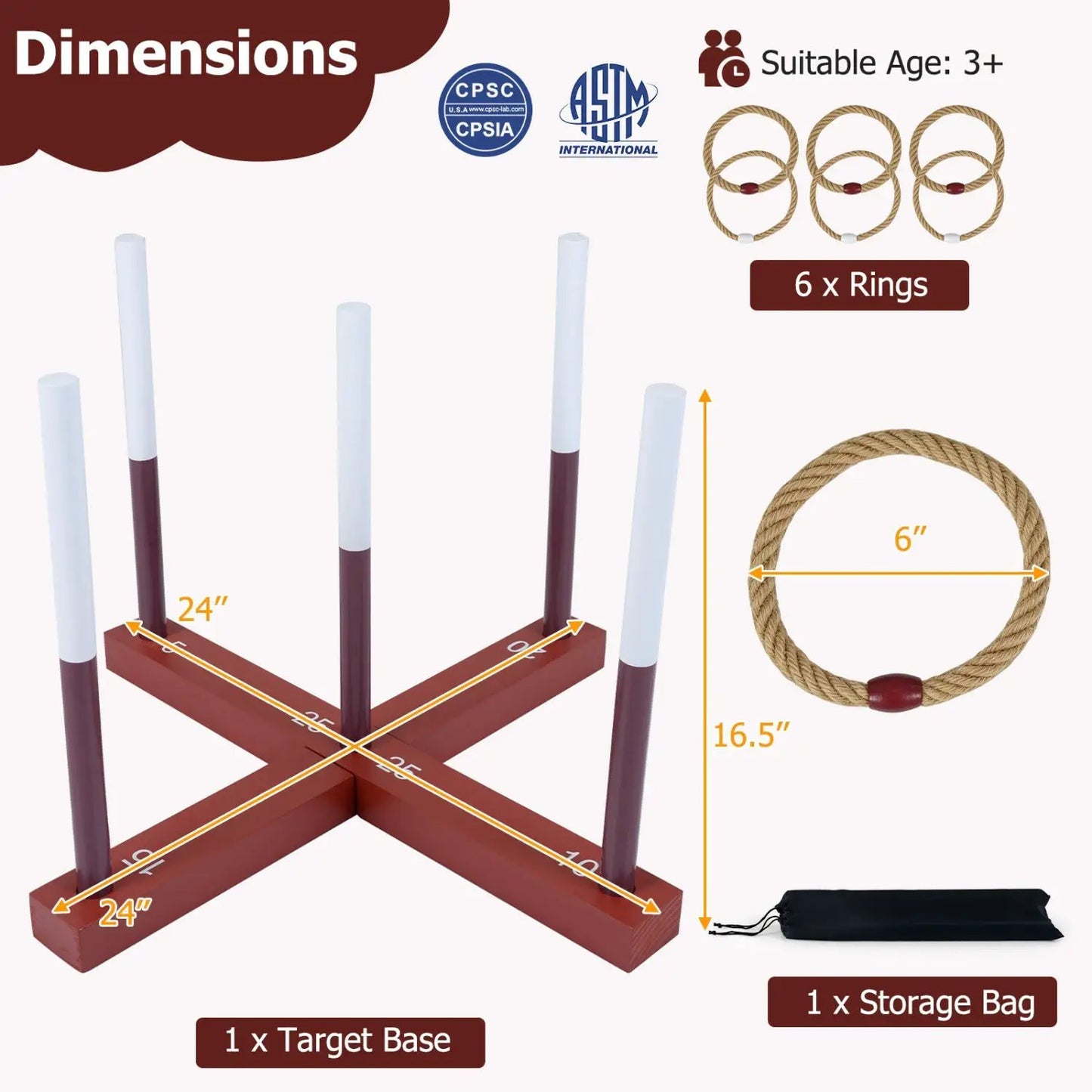 Ring Toss Game Set with Rope Rings and Bag