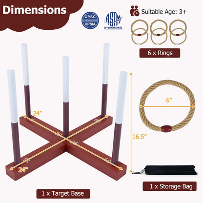 Ring Toss Game Set with Rope Rings and Bag