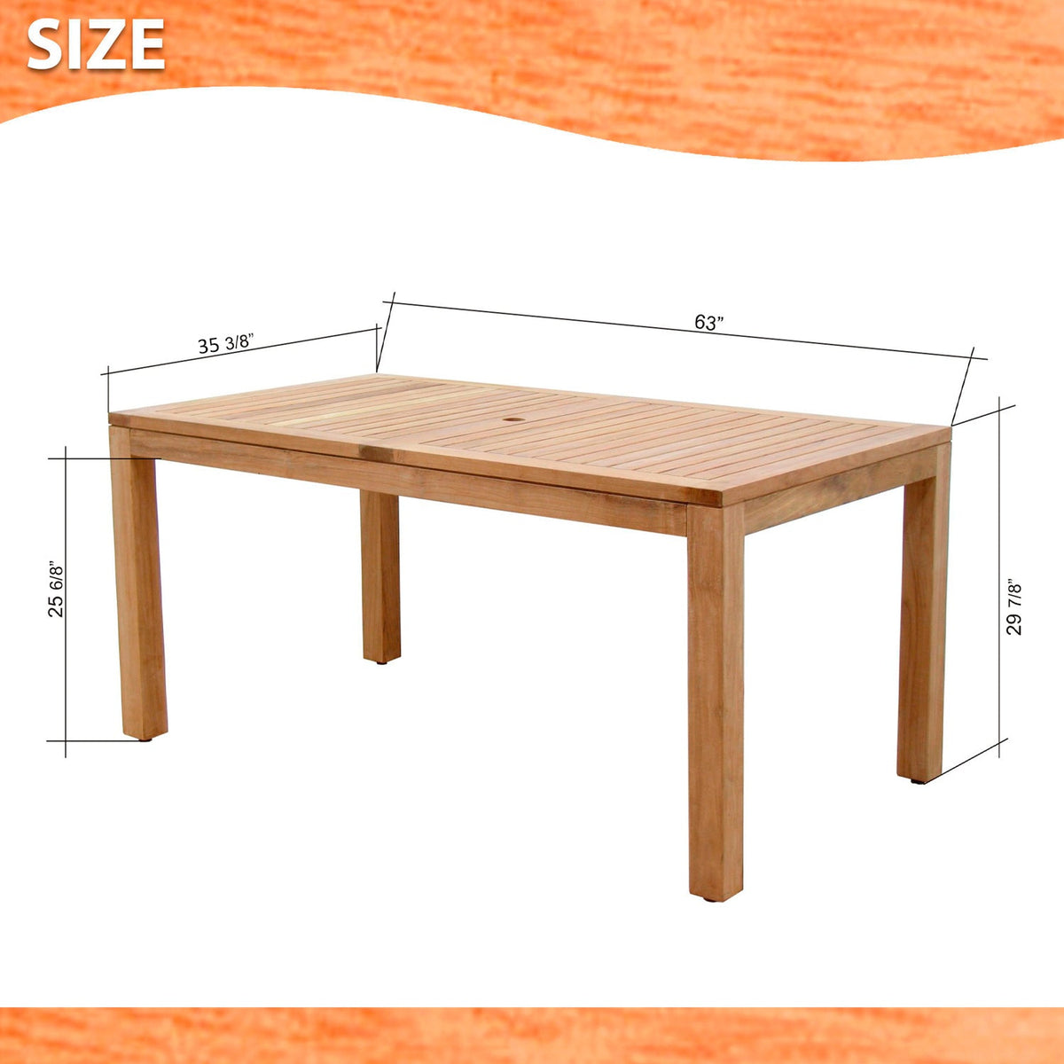 Rinjani Rectangular Table in natural wood with slatted top for dining LifestyleGarden on Tampa Home & Garden Store