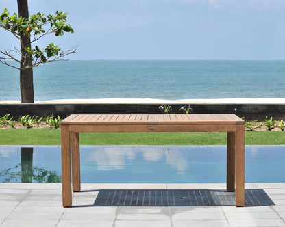 Rinjani Rectangular Teak Table outdoor teak dining table by LifestyleGarden with slats on Tampa Home & Garden Store