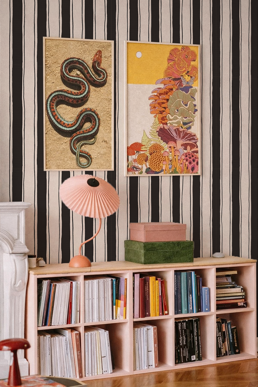 Riviera Stripe Wallpaper, off-white and black - Tampa Home & Garden Store