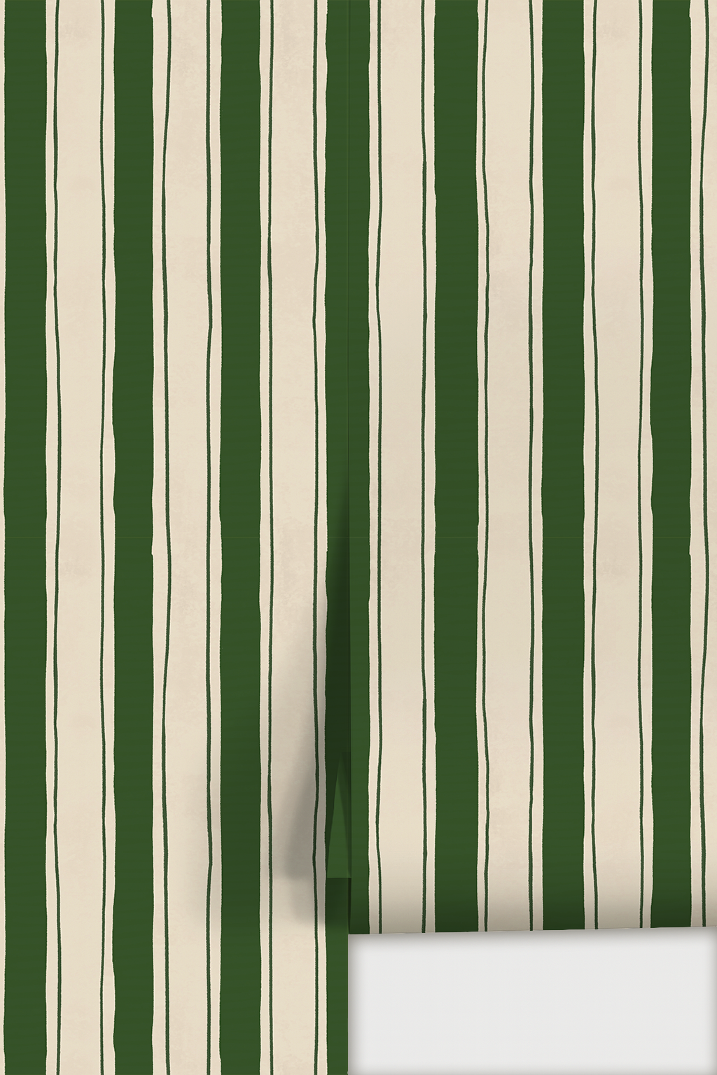 Riviera Stripe Wallpaper, off-white and dark green - Tampa Home & Garden Store