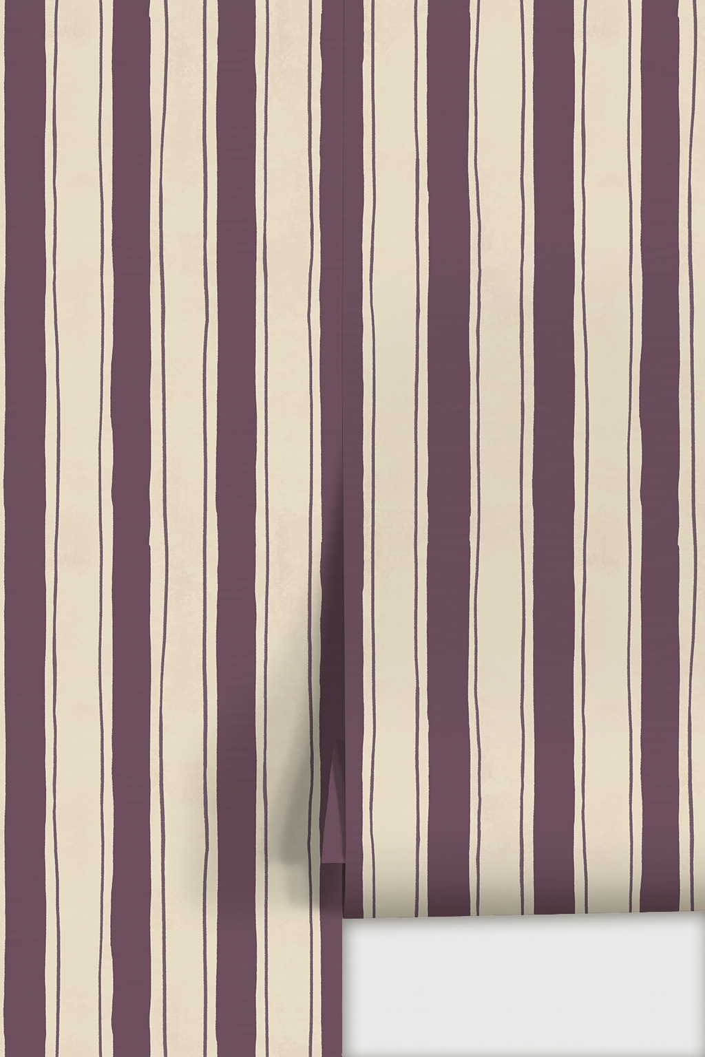 Riviera Stripe Wallpaper, off-white and eggplant - Tampa Home & Garden Store