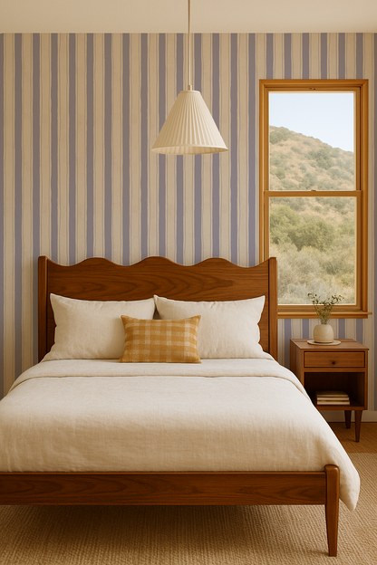 Riviera Stripe Wallpaper, off-white and lavender - Tampa Home & Garden Store