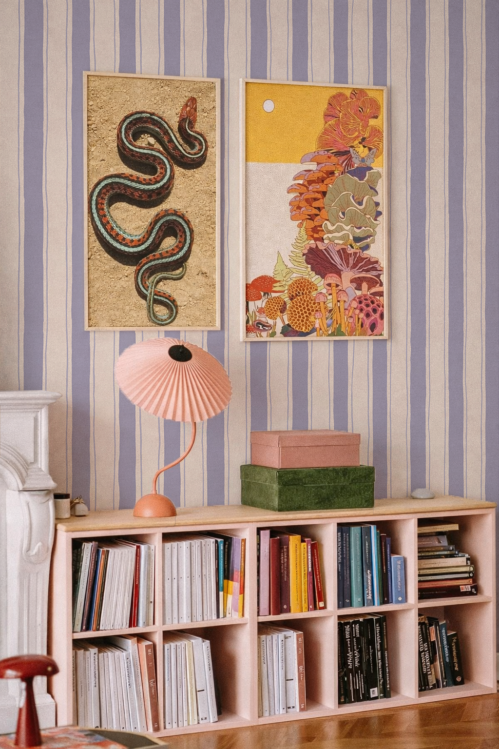 Riviera Stripe Wallpaper, off-white and lavender - Tampa Home & Garden Store