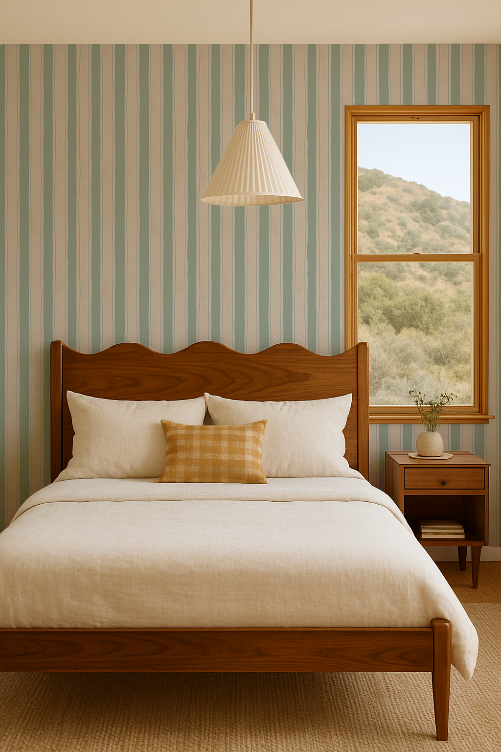 Riviera Stripe Wallpaper, off-white and mint - Tampa Home & Garden Store