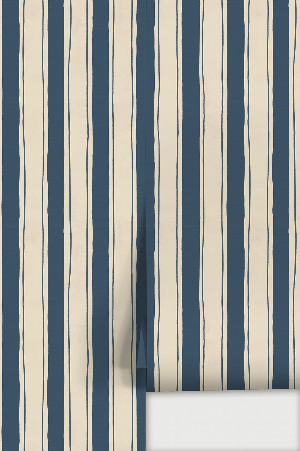 Riviera Stripe Wallpaper, off-white and navy - Tampa Home & Garden Store