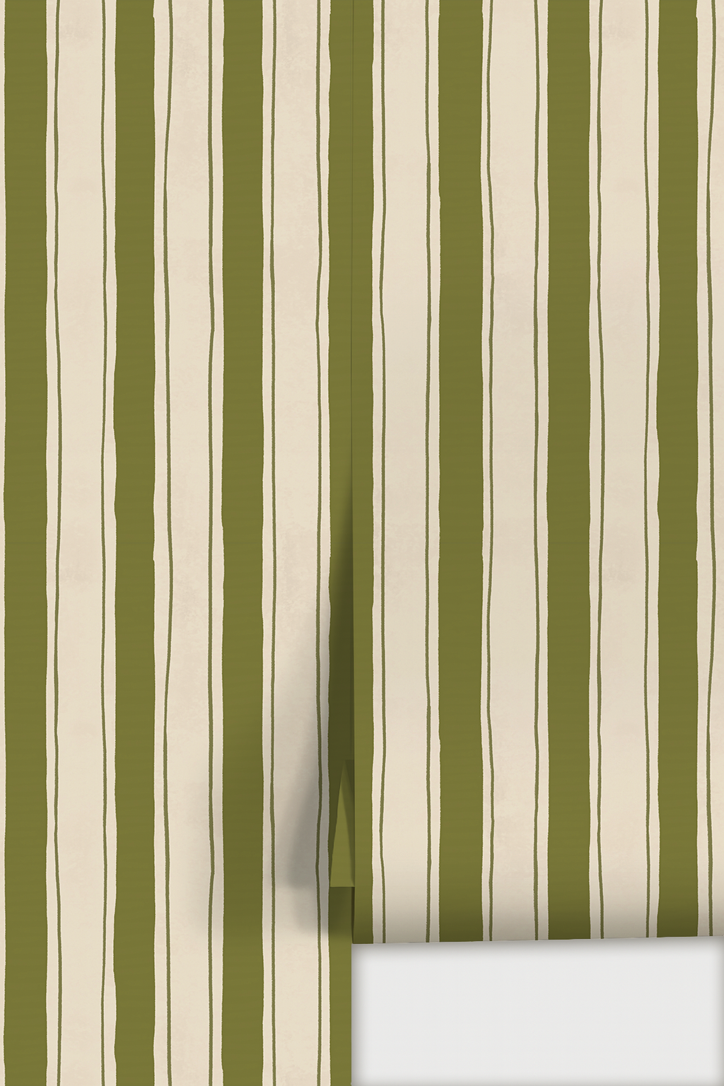 Riviera Stripe Wallpaper, off-white and olive green - Tampa Home & Garden Store