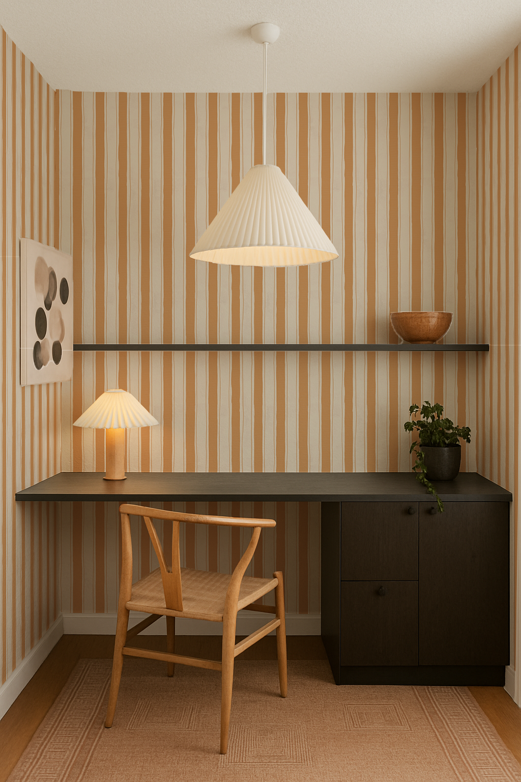 Riviera Stripe Wallpaper, off-white and orange creamsicle - Tampa Home & Garden Store