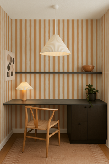 Riviera Stripe Wallpaper, off-white and orange creamsicle - Tampa Home & Garden Store