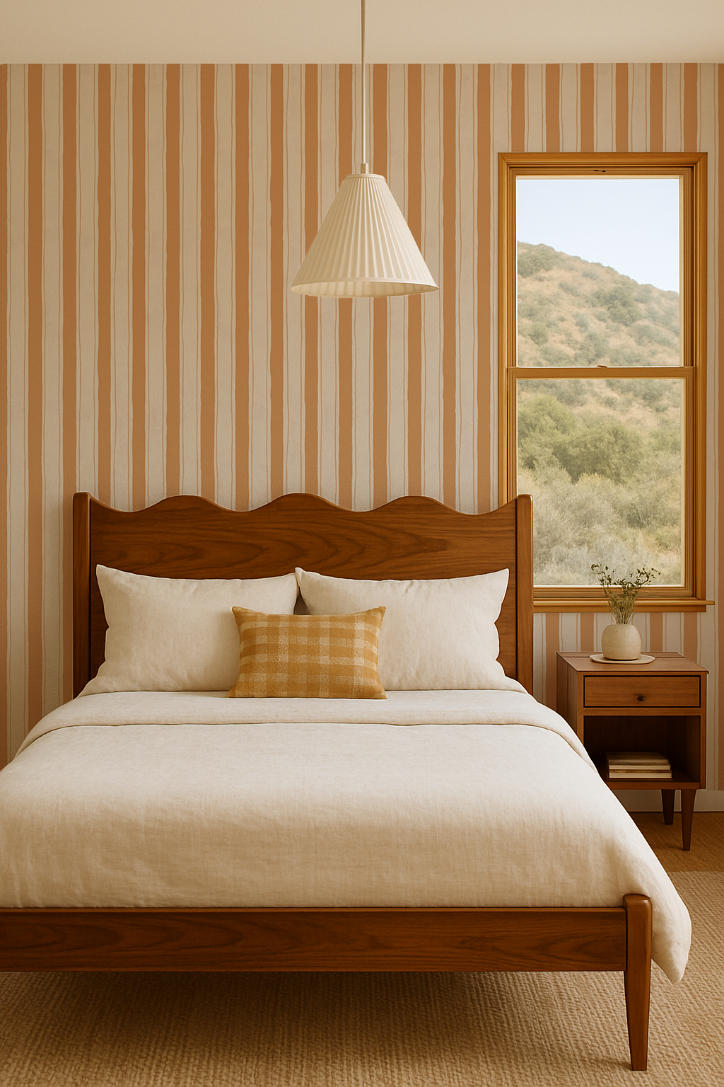 Riviera Stripe Wallpaper, off-white and orange creamsicle - Tampa Home & Garden Store