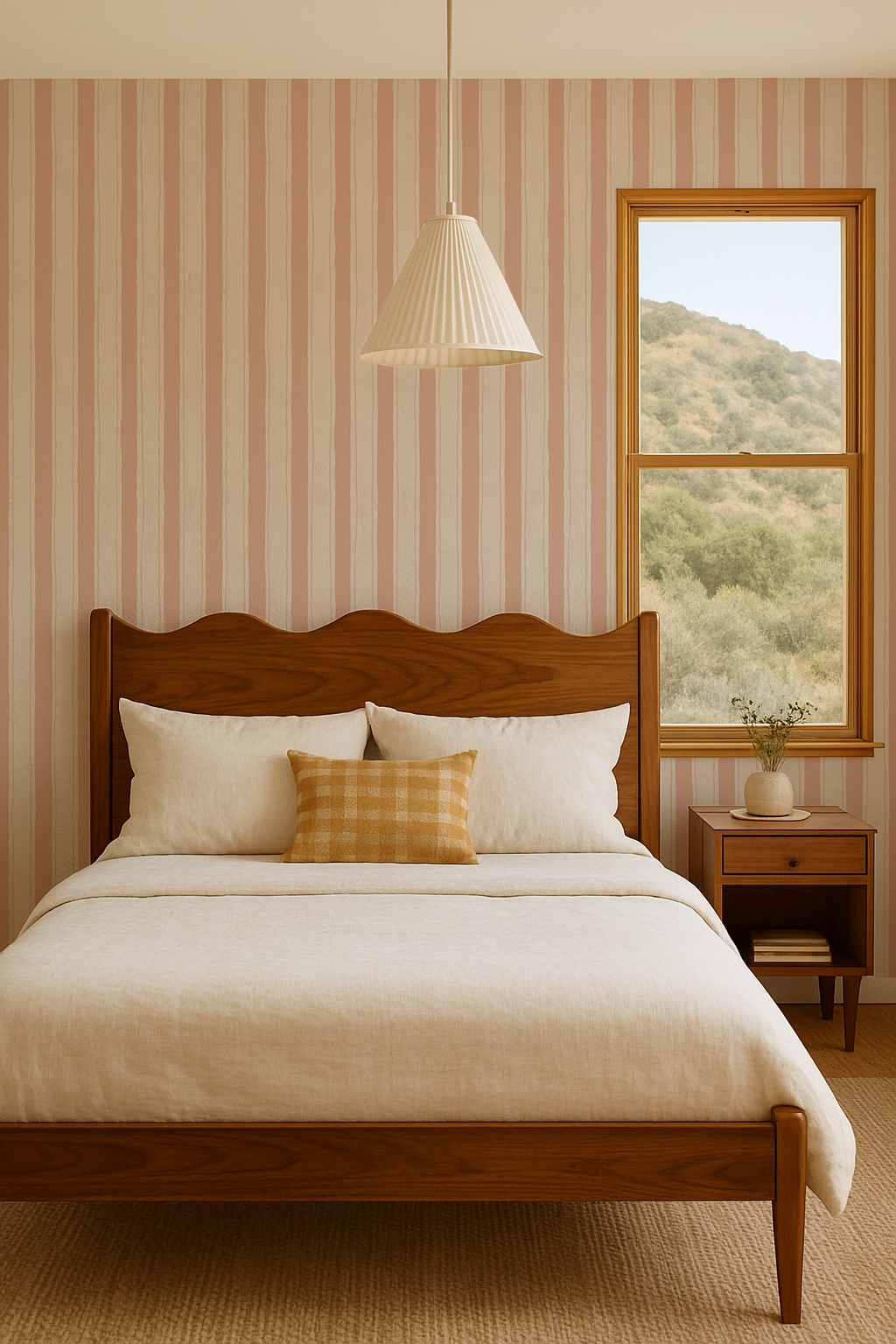 Riviera Stripe Wallpaper, off-white and peach - Tampa Home & Garden Store