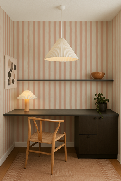 Riviera Stripe Wallpaper, off-white and peach - Tampa Home & Garden Store