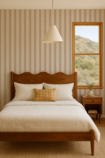 Riviera Stripe Wallpaper, off-white and tan - Tampa Home & Garden Store