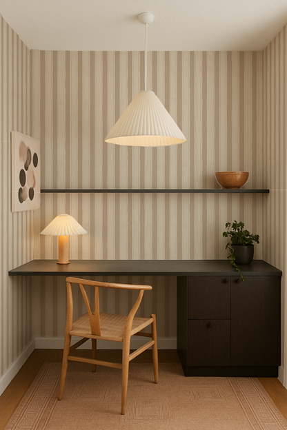 Riviera Stripe Wallpaper, off-white and tan - Tampa Home & Garden Store