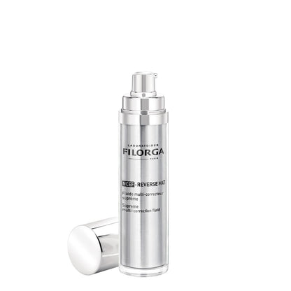 NCEF-Reverse Mat supreme multi-correction fluid serum bottle with silver pump by Filorga on Tampa Home & Garden Store