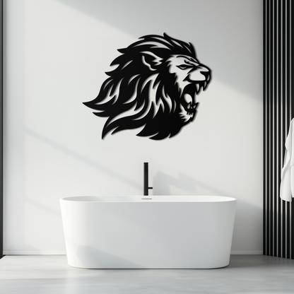 Roaring Lion Metal Wall Art | Fierce Jungle King Steel Decor - Tampa Home & Garden Store