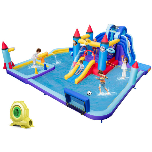 Rocket Theme Inflatable Water Slide Park with 950W Blower - Tampa Home & Garden Store