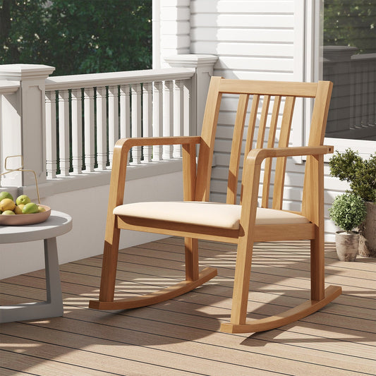 Rocking Chair with Slatted Back and Curved Armrests - Tampa Home & Garden Store