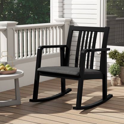 Rocking Chair with Slatted Back and Curved Armrests