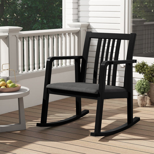 Rocking Chair with Slatted Back and Curved Armrests - Tampa Home & Garden Store