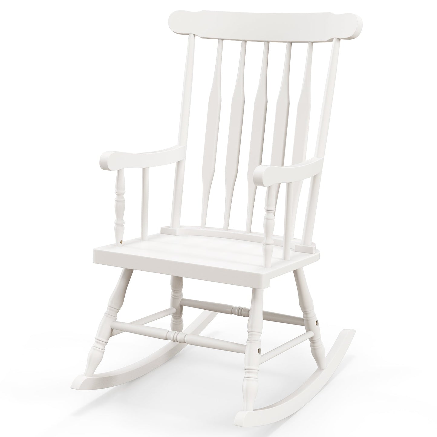 Outdoor Rocking Chair with Slatted Backrest-Black
