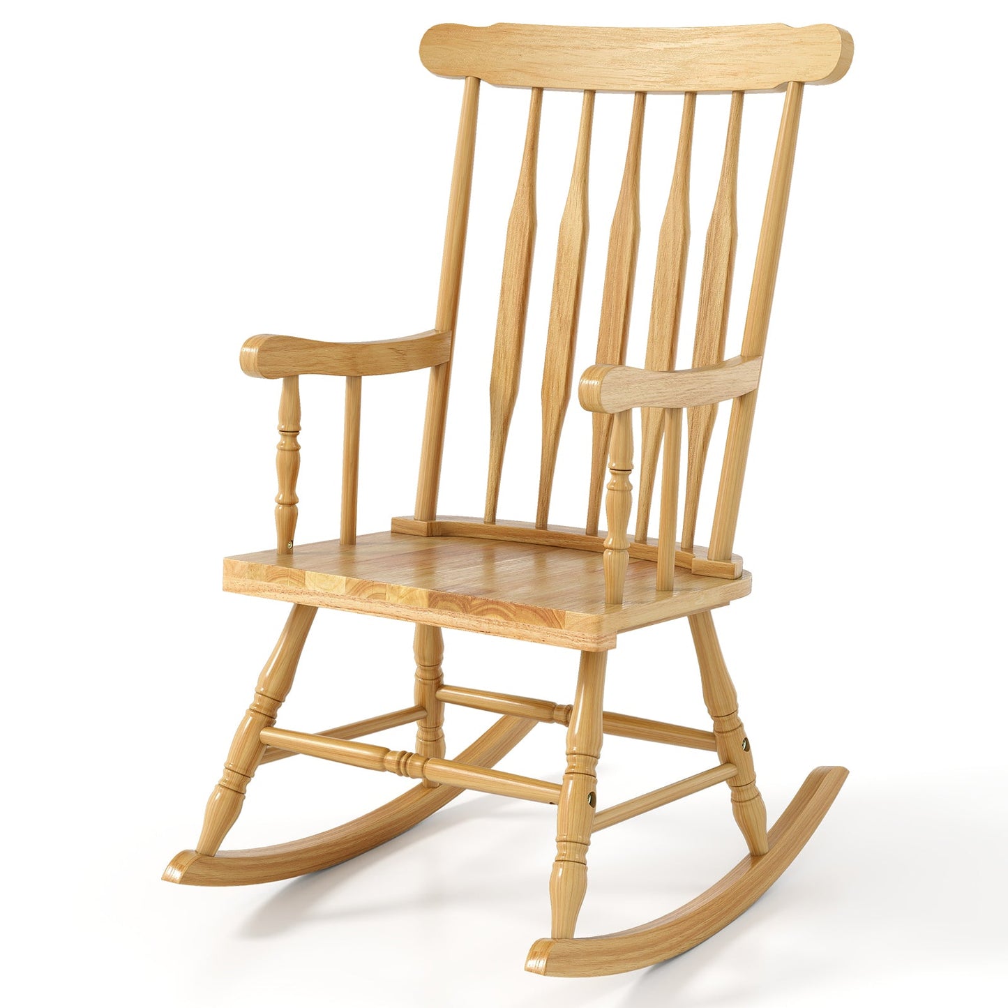 Outdoor Rocking Chair with Slatted Backrest-Black