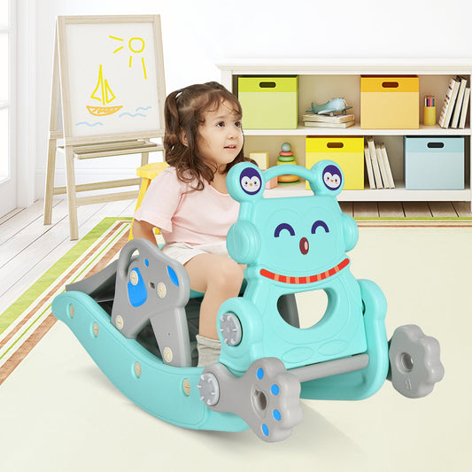 4-in-1 Rocking Horse and Slide Set for Kids-Blue - Tampa Home & Garden Store