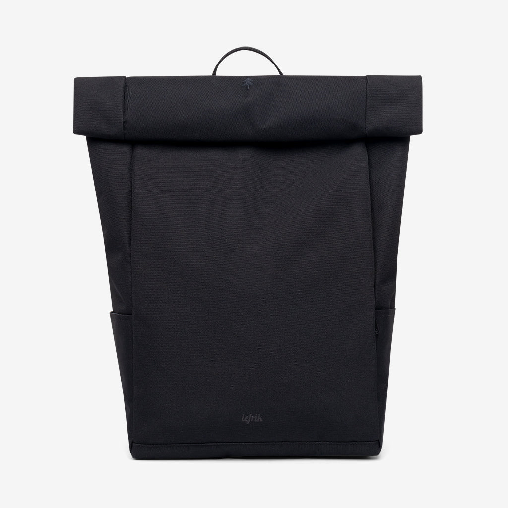 Backpack Lefrik Roll Black with laptop sleeve, roll-top closure, minimalist design on Tampa Home & Garden Store