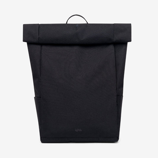 Backpack Lefrik Roll Black with laptop sleeve, roll-top closure, minimalist design on Tampa Home & Garden Store
