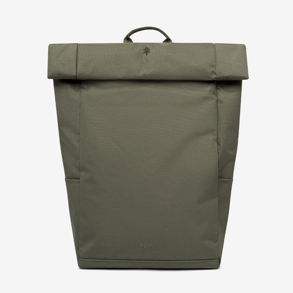 Roll Backpack Olive with Laptop Sleeve by Lefrik USA, olive roll-top backpack on Tampa Home & Garden Store