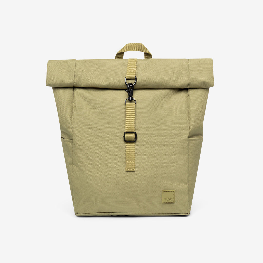 Lefrik USA Roll Mini Backpack Cedar with laptop pocket khaki fabric roll-top closure on Tampa Home & Garden Store