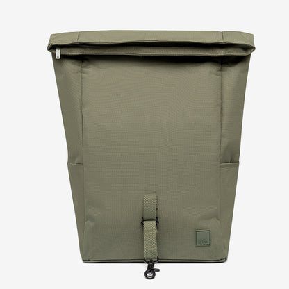 Lefrik USA Roll Mini Olive Backpack with laptop sleeve, olive, roll-top closure, logo patch on Tampa Home & Garden Store