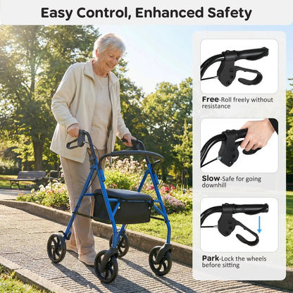 Rollator Walker with Seat and Adjustable Handles